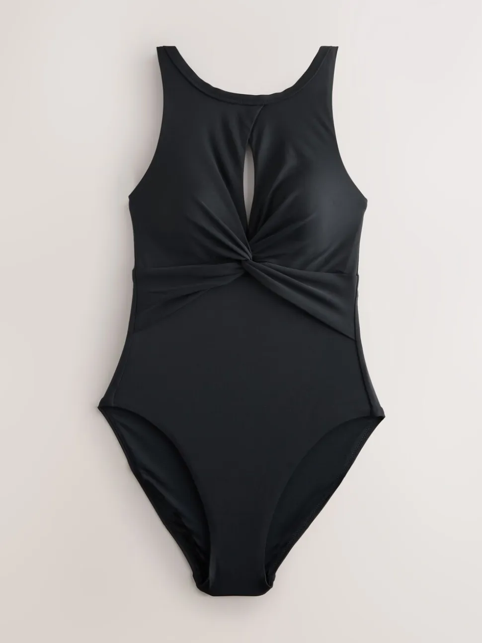 Zwart - High Neck Keyhole Tummy Control Swimsuit