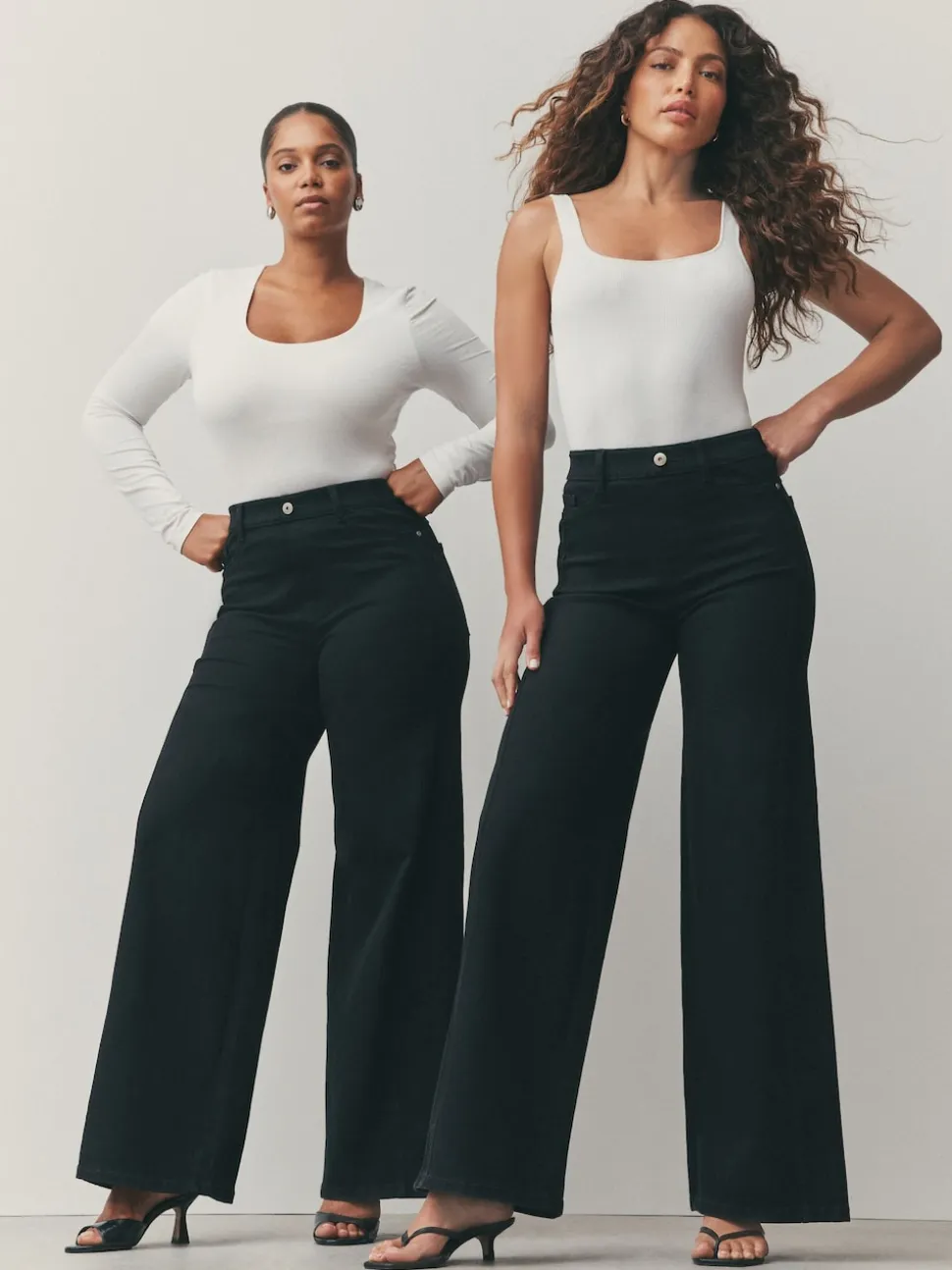 Zwart - High Rise FlexiFit Stretch Pull On Wide Leg Jeans