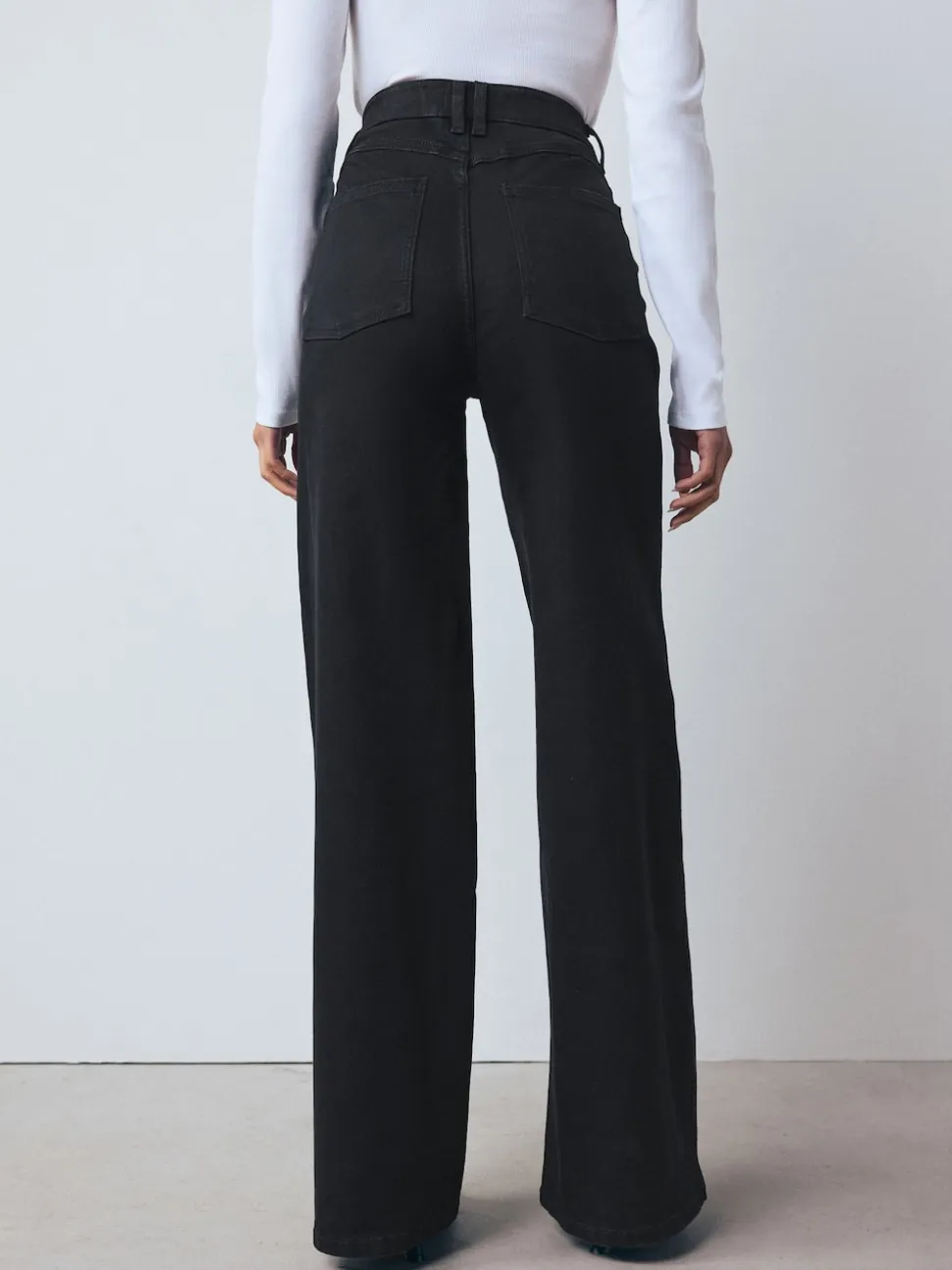 Zwart - High Rise FlexiFit Stretch Pull On Wide Leg Jeans