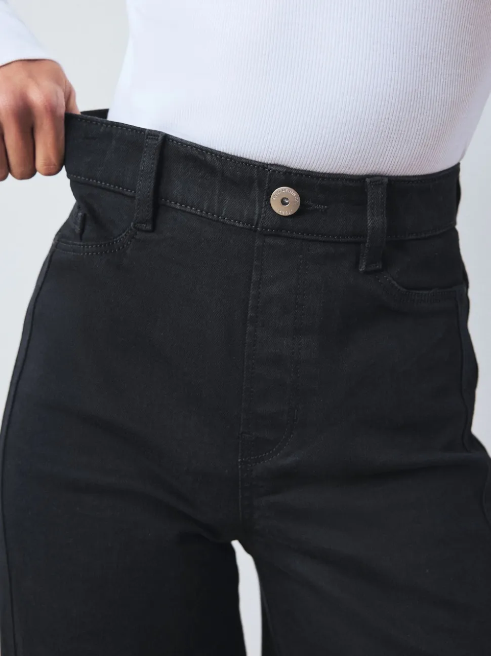 Zwart - High Rise FlexiFit Stretch Pull On Wide Leg Jeans