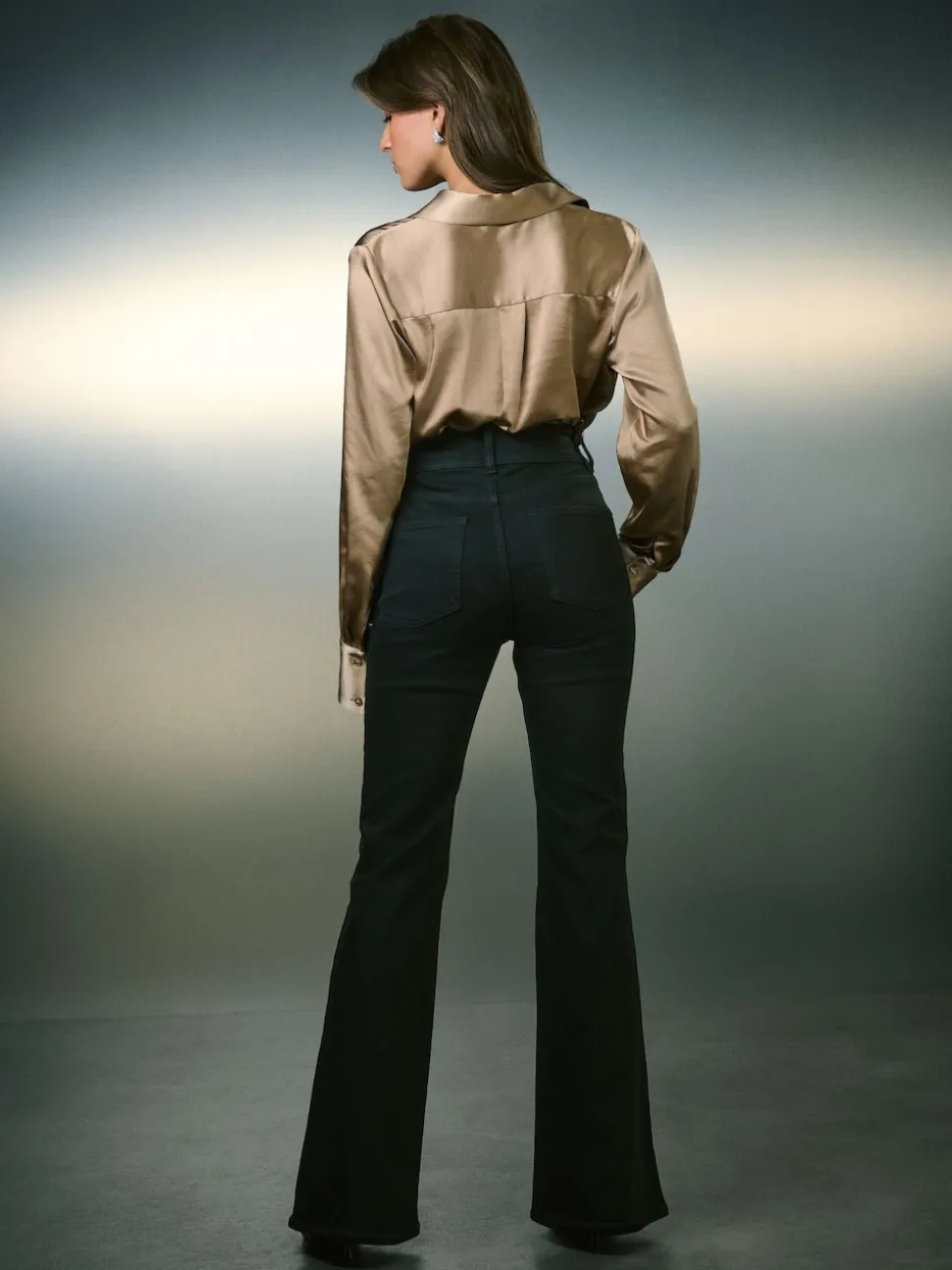 Zwart - High Rise Stretch Flare Jeans