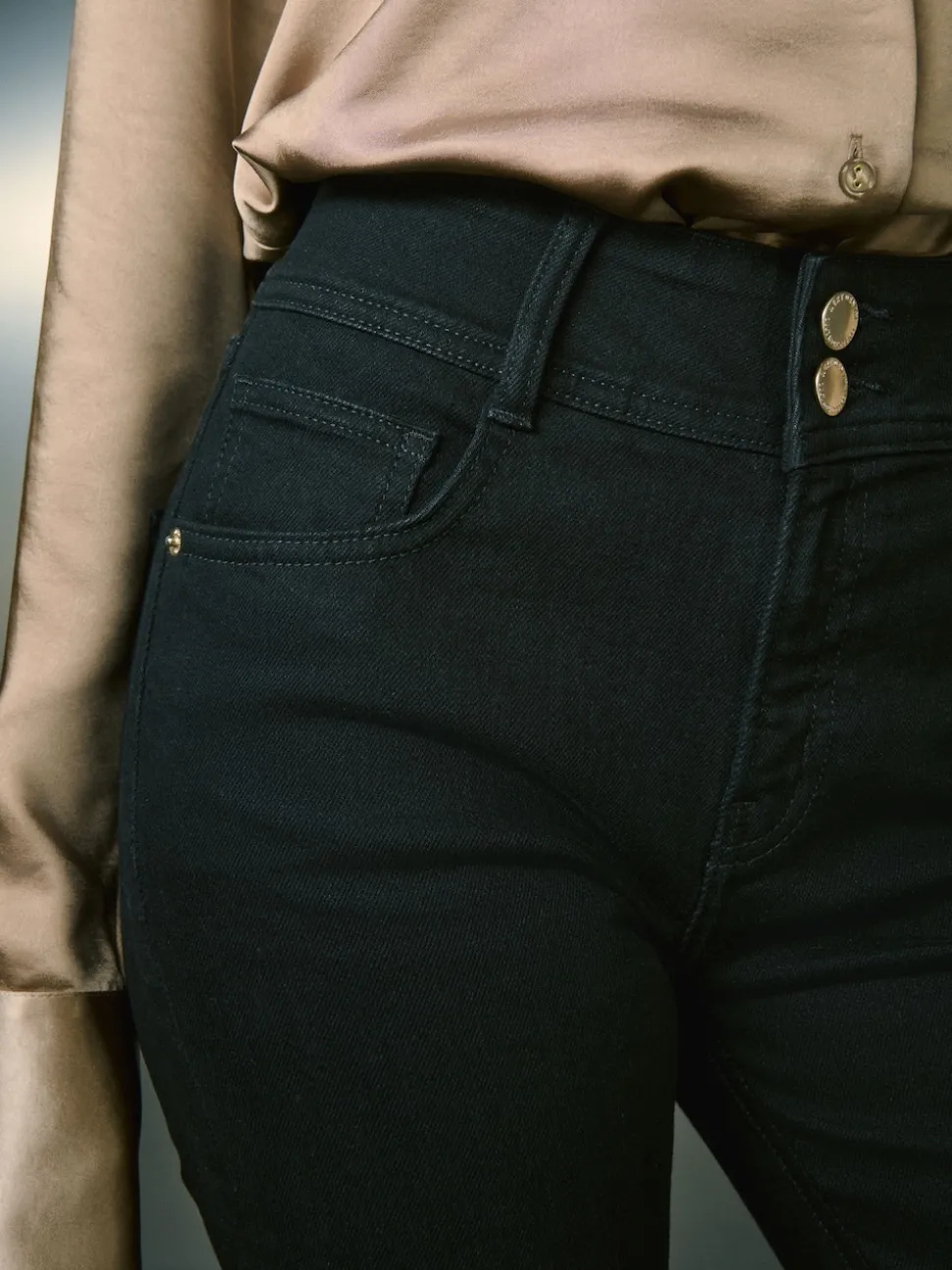 Zwart - High Rise Stretch Flare Jeans