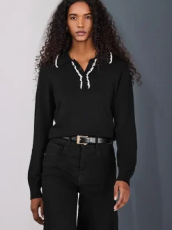 Zwart - High Rise stretchy Jeans met wijde pijpen