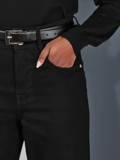 Zwart - High Rise stretchy Jeans met wijde pijpen