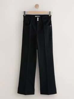 Zwart - High Rise stretchy Jeans met wijde pijpen