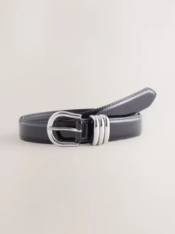 Zwart - High Shine Regular PU Belt