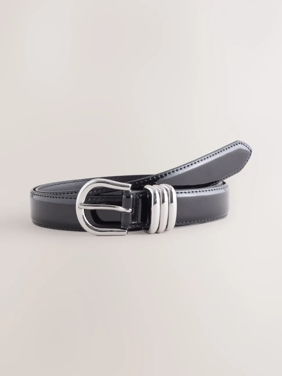Zwart - High Shine Regular PU Belt