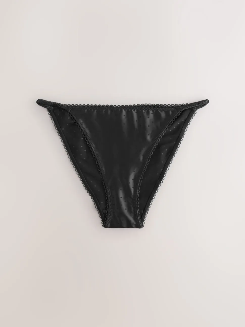 Zwart - High Shine Spot Tanga Knickers