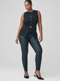 Zwart - Hourglass Coated Denim Skinny Jeans