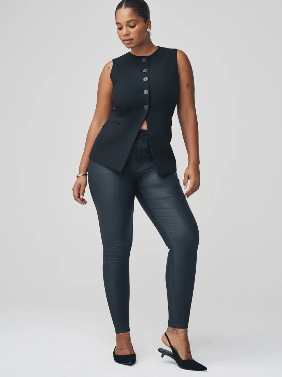 Zwart - Hourglass Coated Denim Skinny Jeans