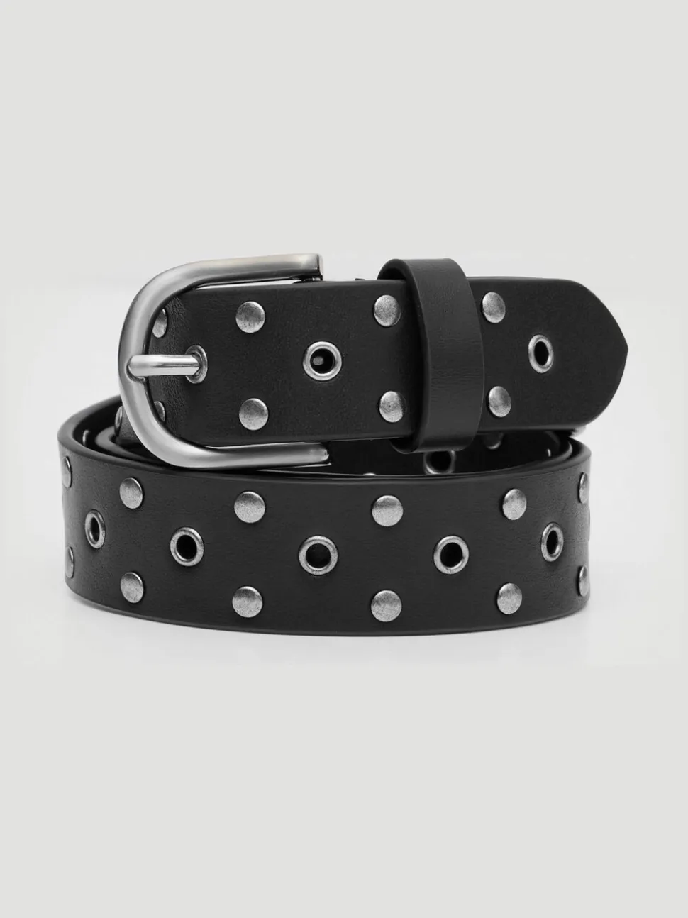 Zwart - Hush Leather Studded Eyelet Belt