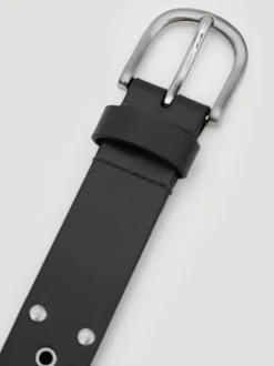 Zwart - Hush Leather Studded Eyelet Belt