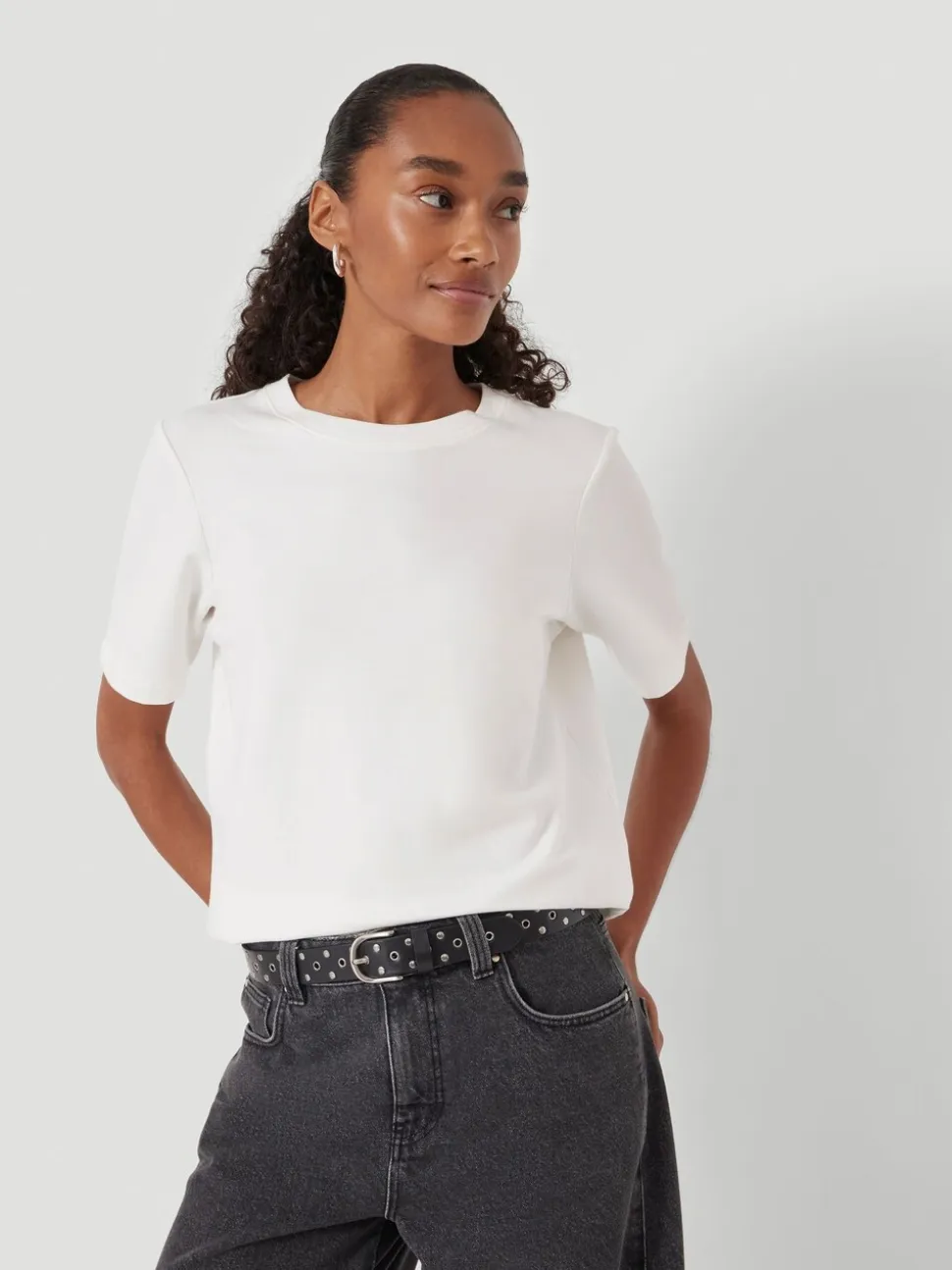 Zwart - Hush Leather Studded Eyelet Belt