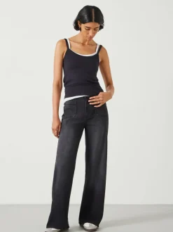 Zwart - Hush Rowan jeans met uitlopende pijpen
