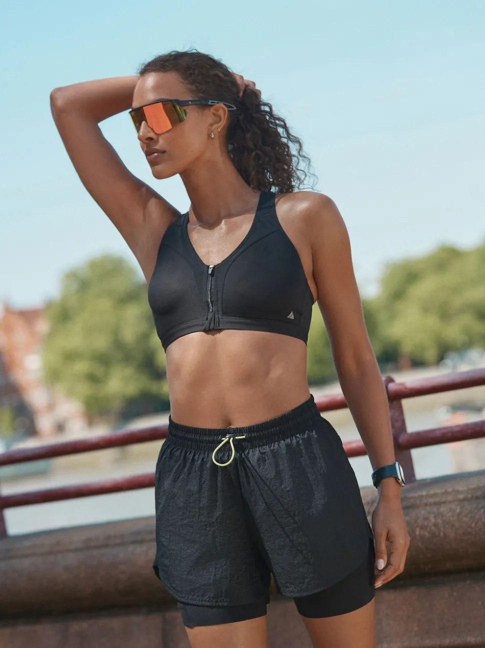 Zwart - 2-in-1 sportshort met hoge taille van Dry Tech