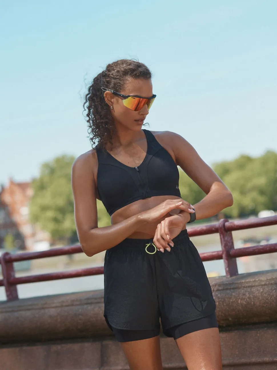 Zwart - 2-in-1 sportshort met hoge taille van Dry Tech