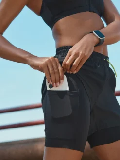 Zwart - 2-in-1 sportshort met hoge taille van Dry Tech