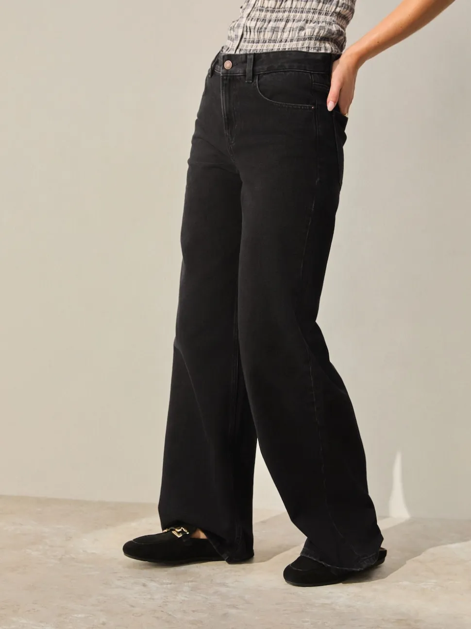 Zwart - Jeans met wijde pijpen
