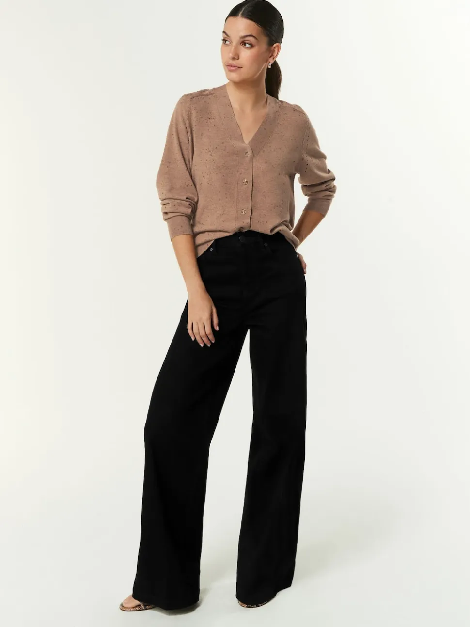 Zwart - Jeans met wijde pijpen