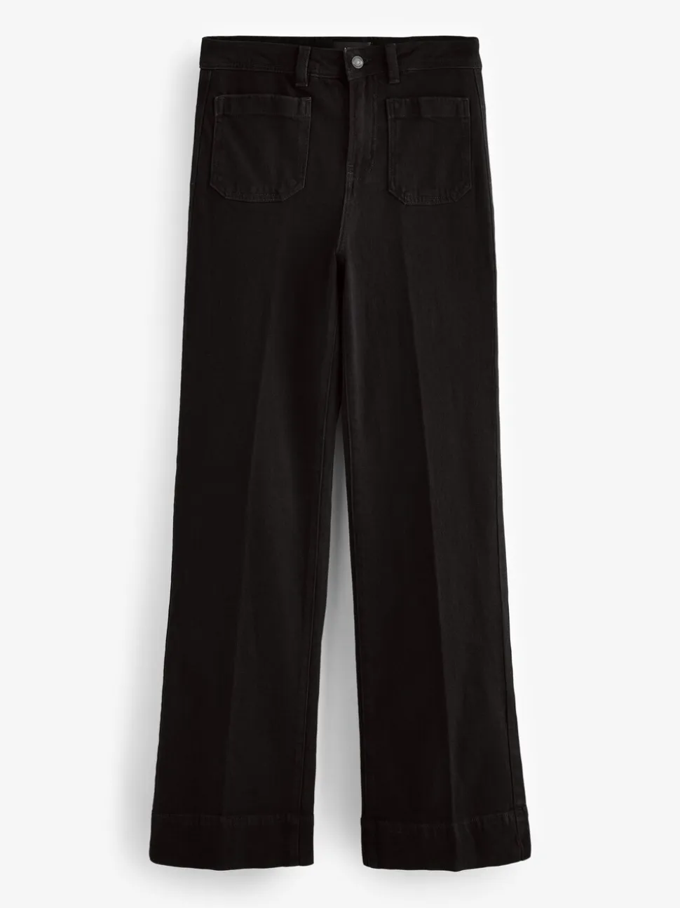Zwart - Jeans met wijde pijpen en opgestikte zakken
