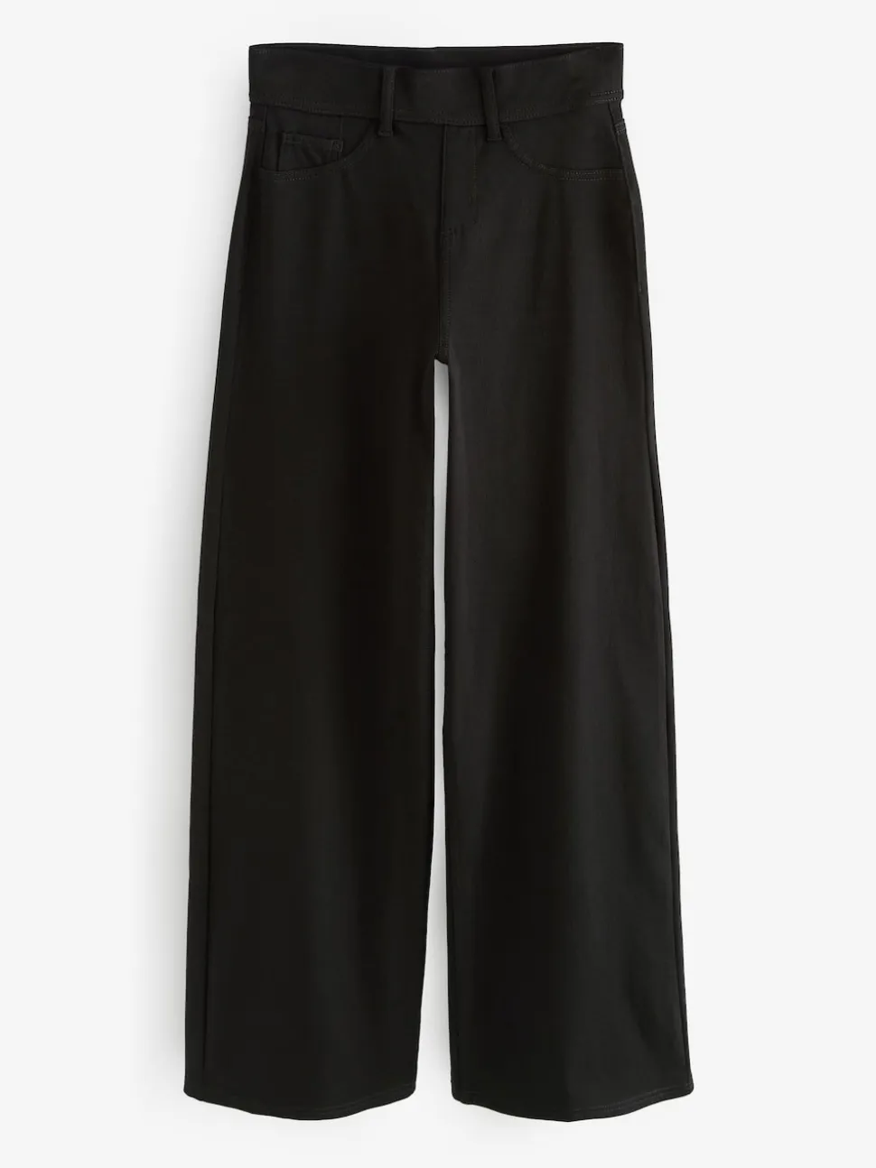 Zwart - Jersey denim broek met wijde pijpen