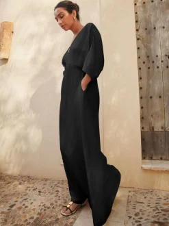 Zwart - Jersey Kaftan Maxi Dress