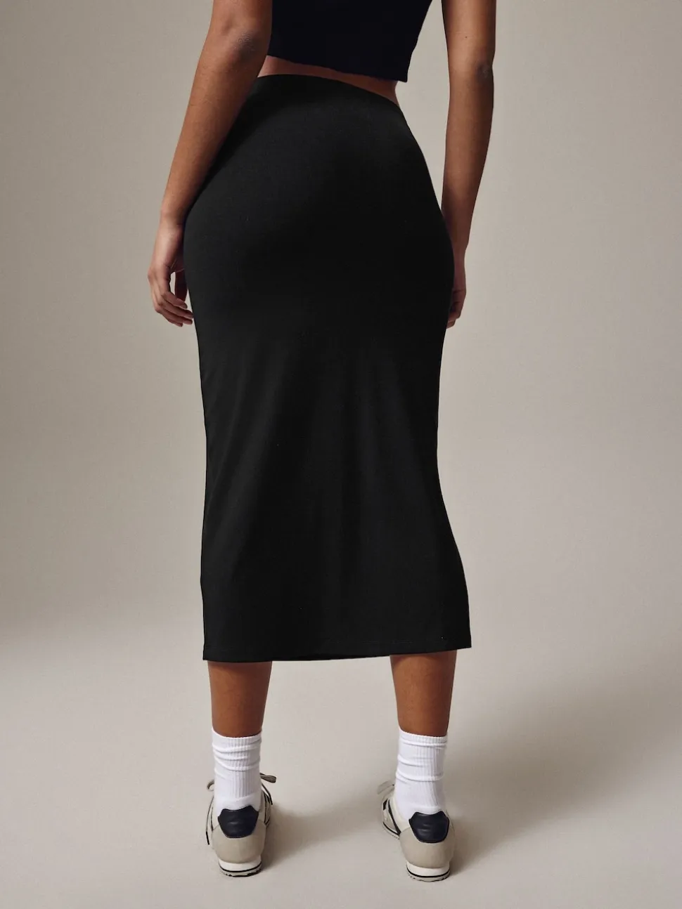 Zwart - Jersey midirok
