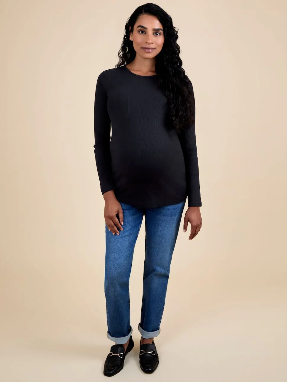 Zwart - JoJo Maman Bébé 2-Pack Ribbed Maternity & Nursing Tops