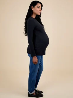 Zwart - JoJo Maman Bébé 2-Pack Ribbed Maternity & Nursing Tops