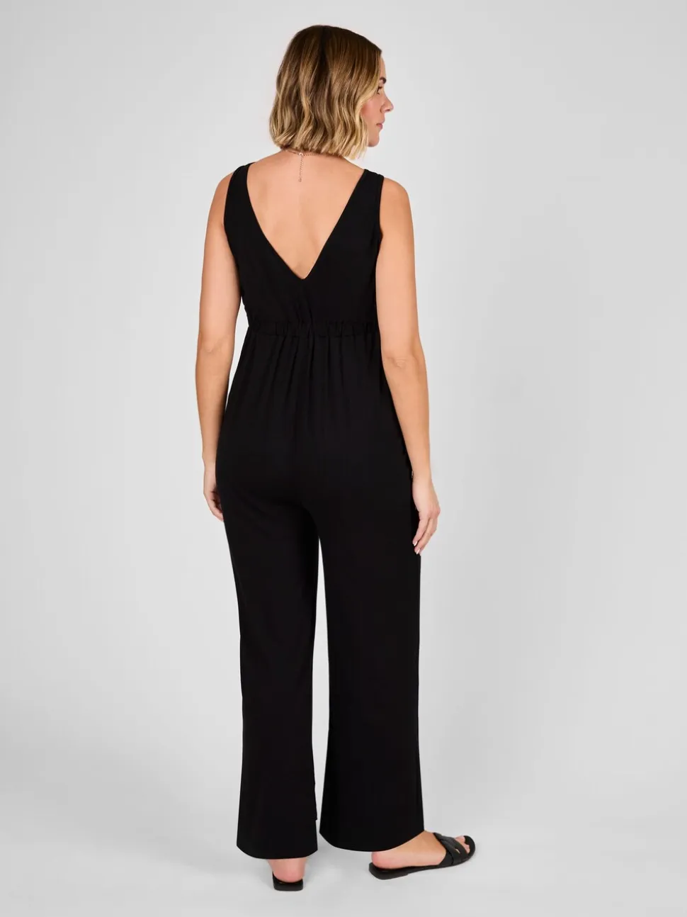 Zwart - JoJo Maman Bébé zwangerschapsjumpsuit van jersey met wijde pijpen