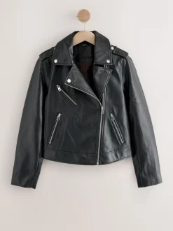 Zwart - Kunstleren bikerjack