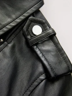 Zwart - Kunstleren bikerjack