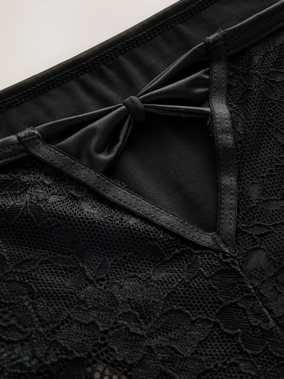 Zwart - Lace Bow Back Knickers