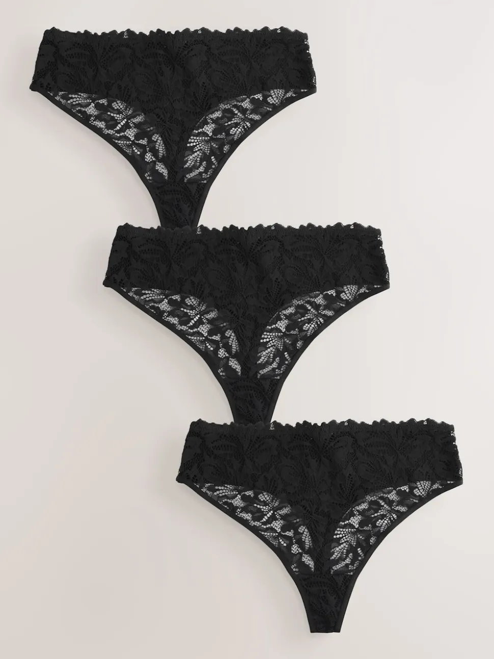 Zwart - Lace Front NVPL Knickers 3 Pack