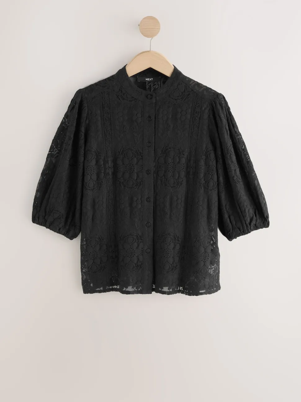 Zwart - Lace Half Sleeve Blouse