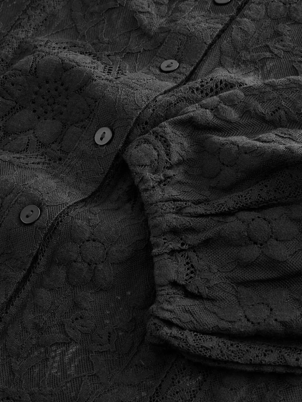 Zwart - Lace Half Sleeve Blouse