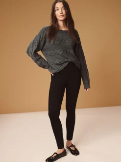 Zwart - Lange jersey denim leggings