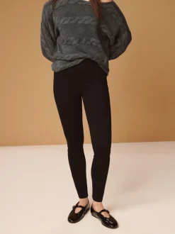 Zwart - Lange jersey denim leggings