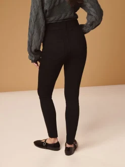 Zwart - Lange jersey denim leggings
