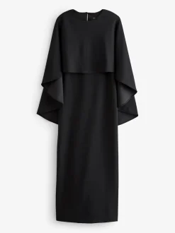 Zwart - Lange jurk met cape
