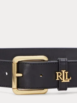 Zwart - Lauren Ralph Lauren 3.2cm Logo-Keeper Leather Belt