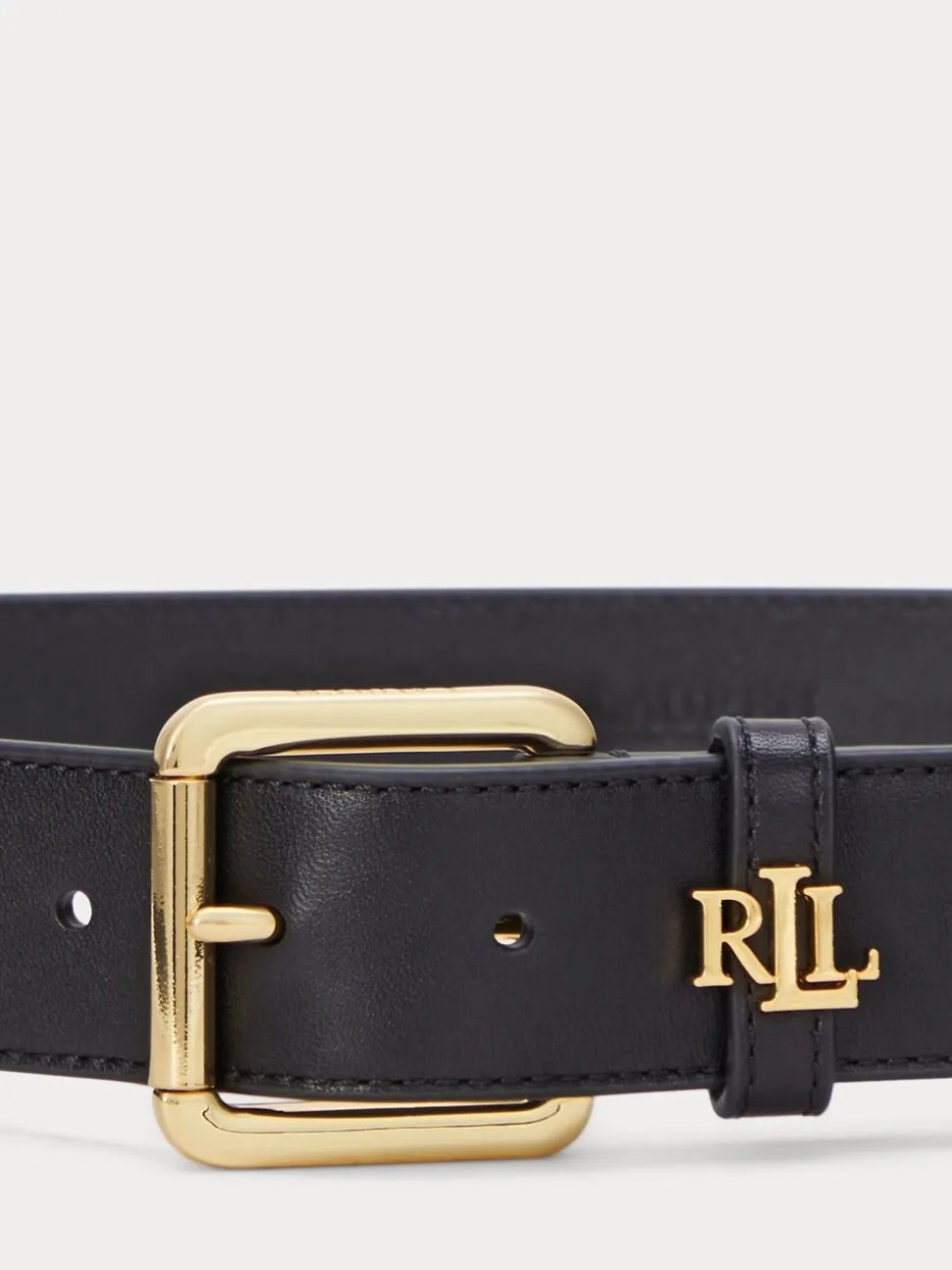 Zwart - Lauren Ralph Lauren 3.2cm Logo-Keeper Leather Belt