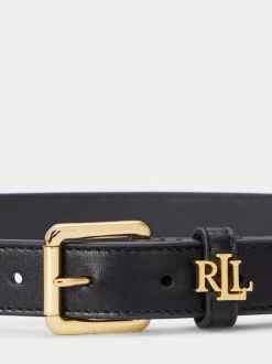Zwart - Lauren Ralph Lauren 2,5cm Omkeerbare kiezelkleurige leren riem met logo