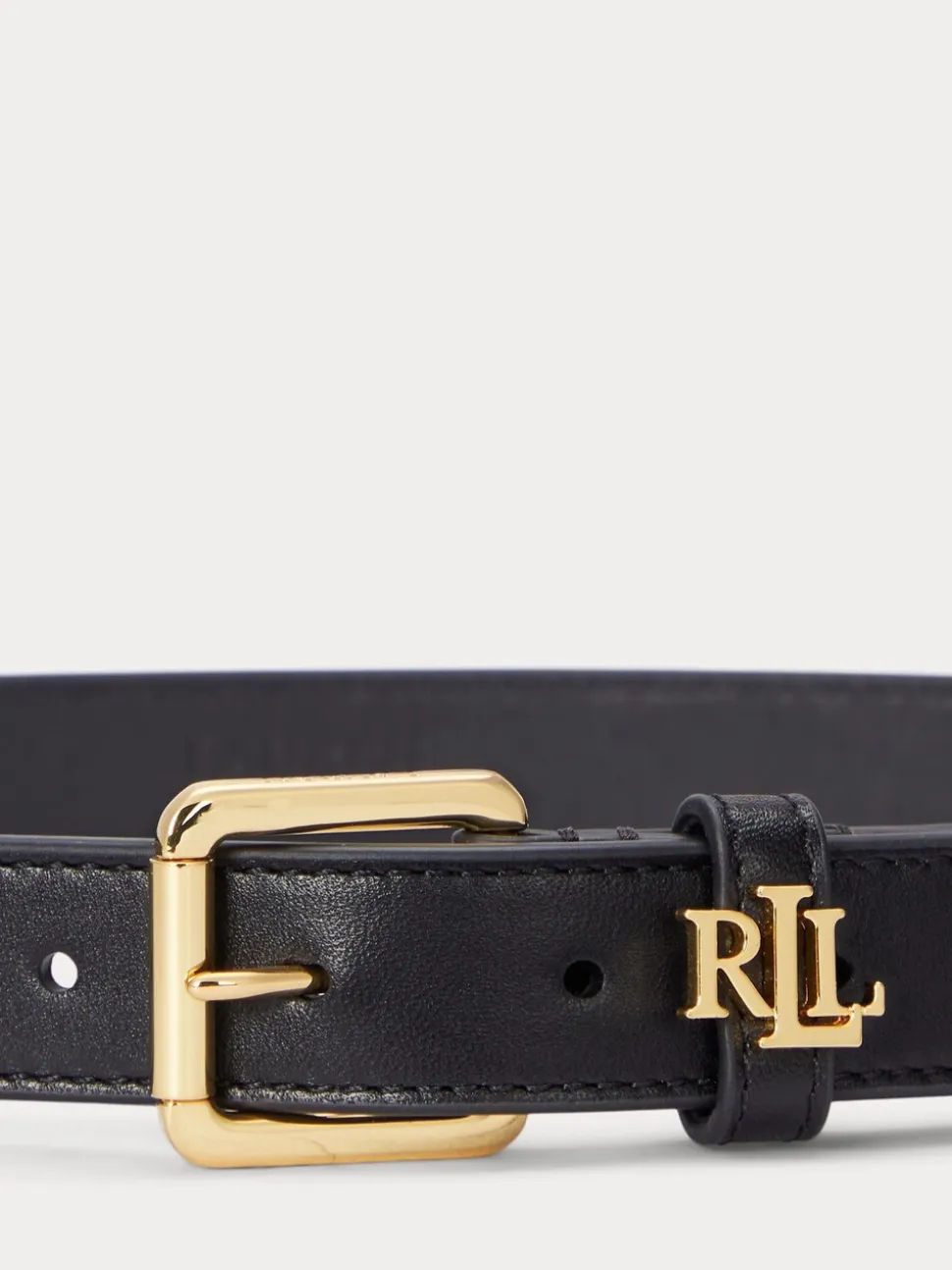 Zwart - Lauren Ralph Lauren 2,5cm Omkeerbare kiezelkleurige leren riem met logo