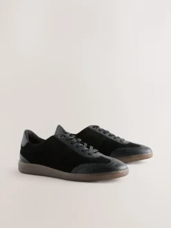 Zwart - Leather Brogue Lace Up Trainers