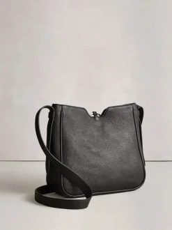 Zwart - Leather Messenger Cross-Body Bag