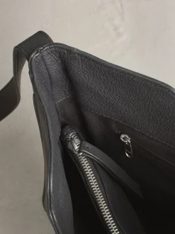 Zwart - Leather Messenger Cross-Body Bag