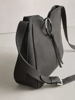 Zwart - Leather Messenger Cross-Body Bag