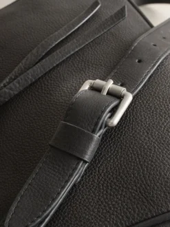 Zwart - Leather Messenger Cross-Body Bag