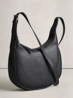 Zwart - Leather Scoop Cross-Body Bag